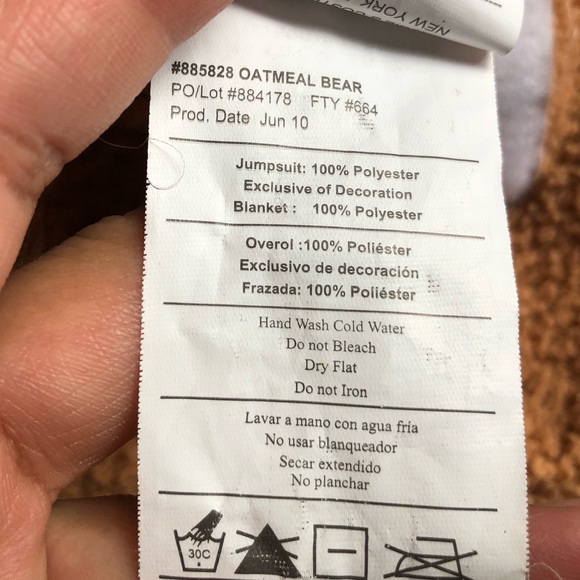 Rubie’s Fluffy Fleece Footie Hat Bodysuit Bear Kid - Picture 13 of 13